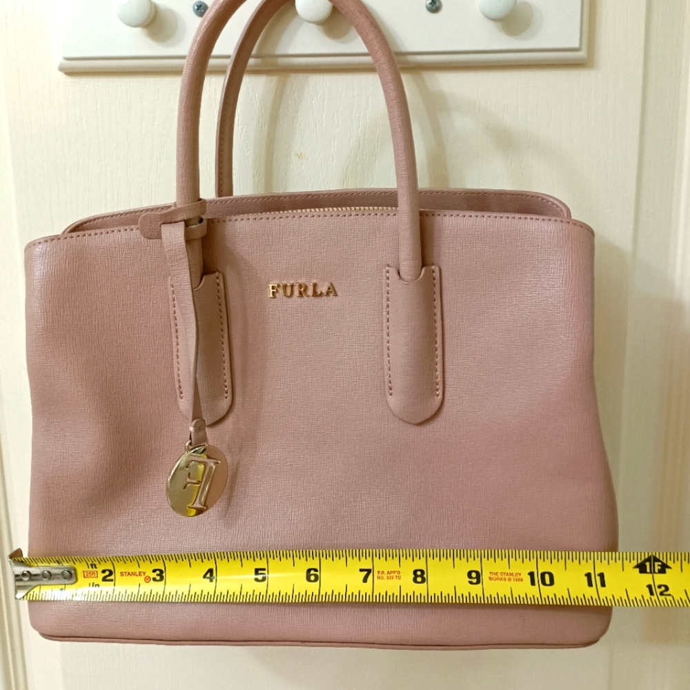 authentic Furla peach leather satchel